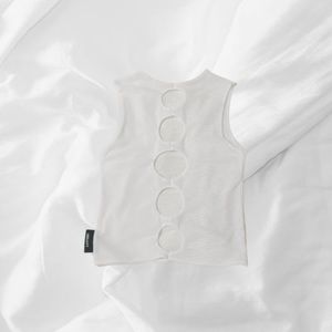 mesh keyhole cutout tank top in white by ameliamt